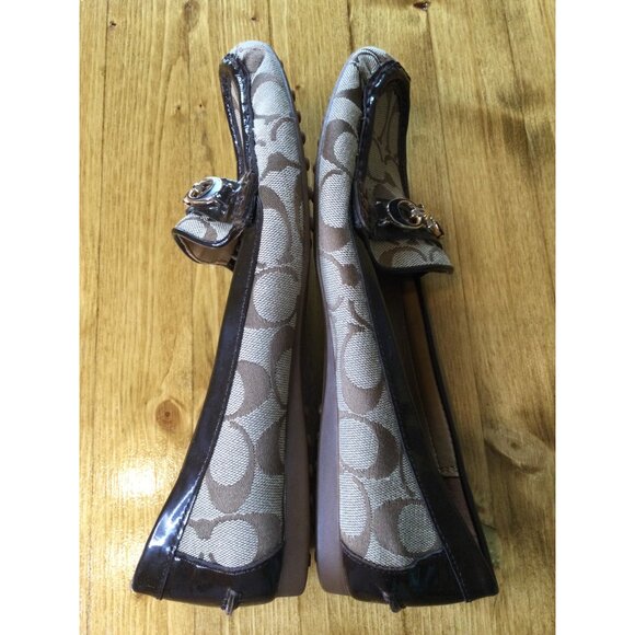 Coach Womens Fortunata Signature C Logo Canvas Loafers Brown & Tan Size 9B - Picture 3 of 10